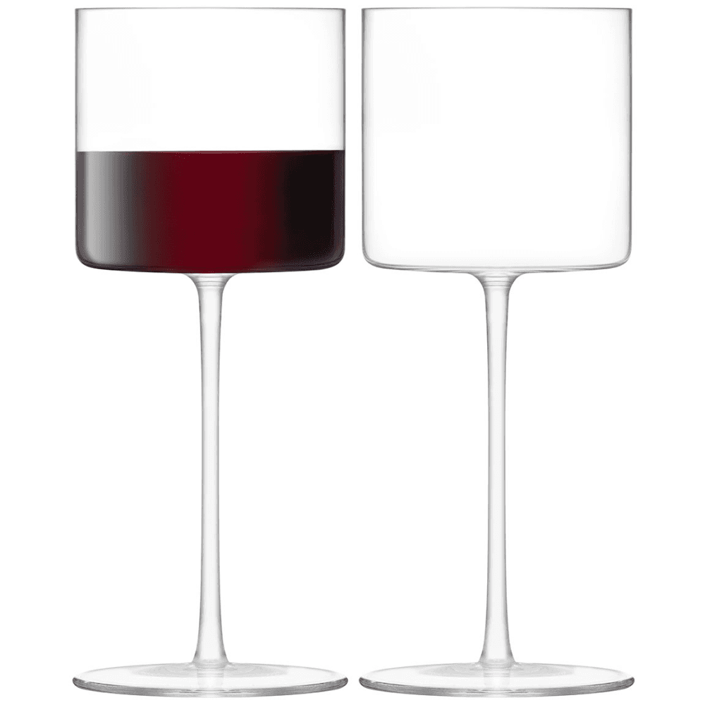 Moderne Set of 2 Red Wine Glasses, Clear