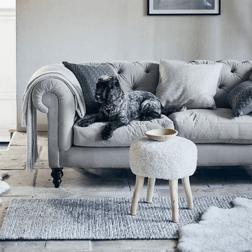 Image showing the Sheepskin Stool, Pearl product.