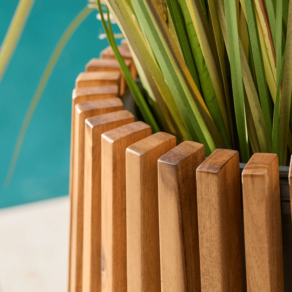 Somerton Slatted Wooden Planter, Natural