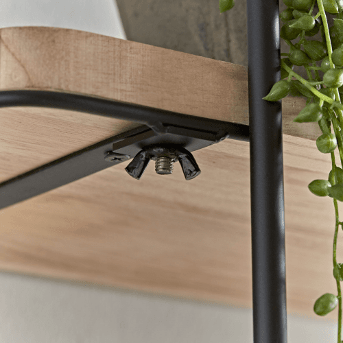 Image showing the Industrial Wood & Metal Shelf Unit, Black product.