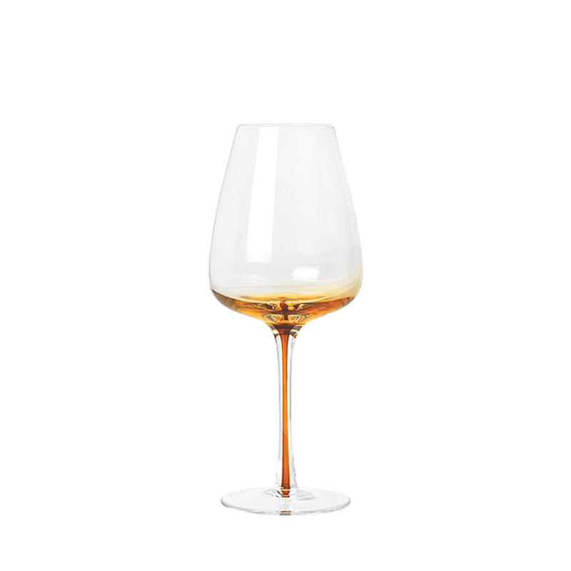 Mouth Blown White Wine Glass, Amber