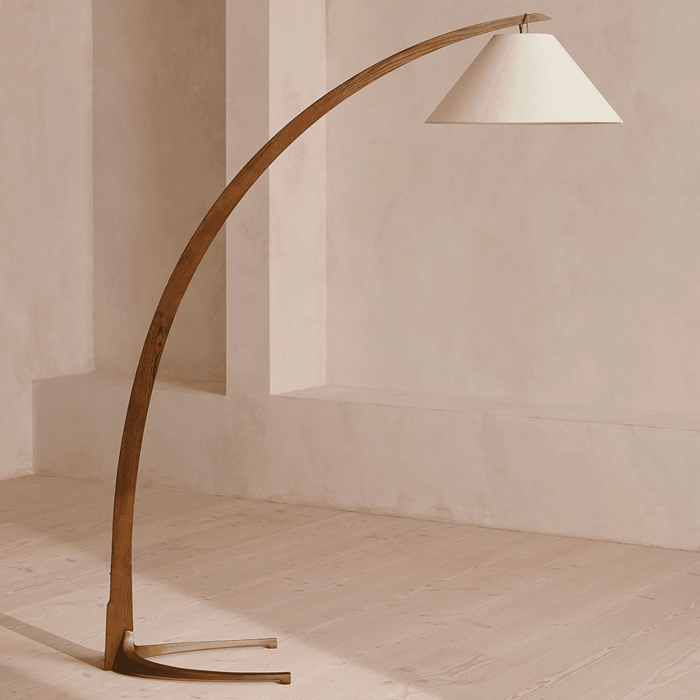 Spencer Arc Floor Lamp, Oak