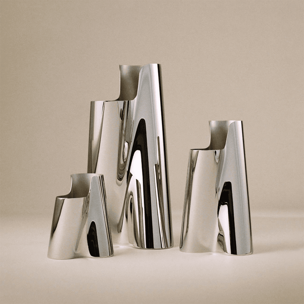 Lituus Floor Vase, Stainless Steel