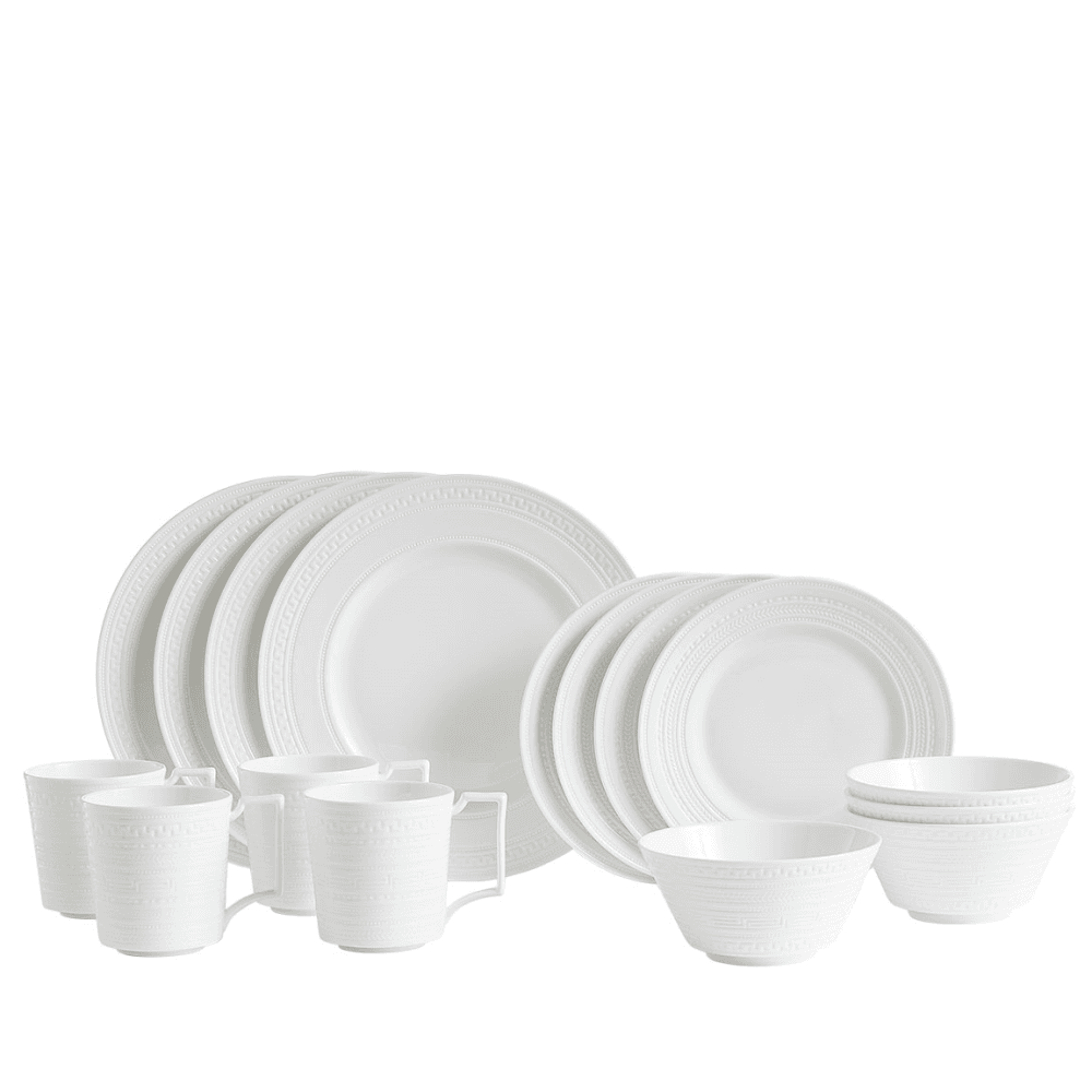 Intaglio 16 Piece Dinner Set, White