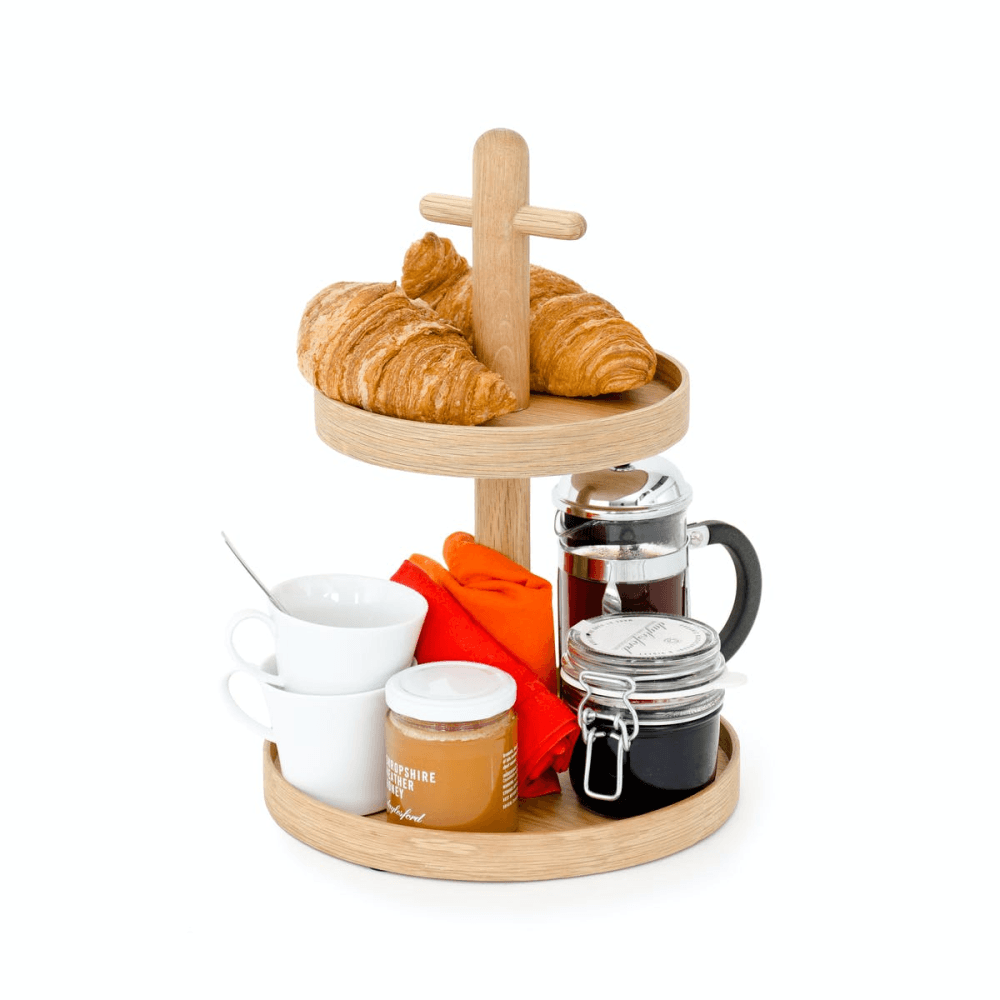 Cookhouse Two tier fruit stand, Natural Oak