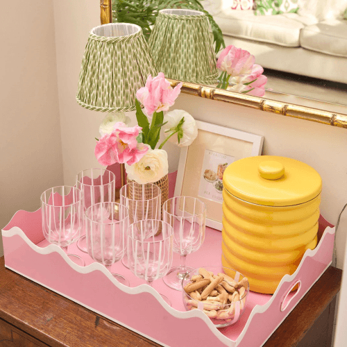 Image showing the Striped Set of 6 Glasses, White product.