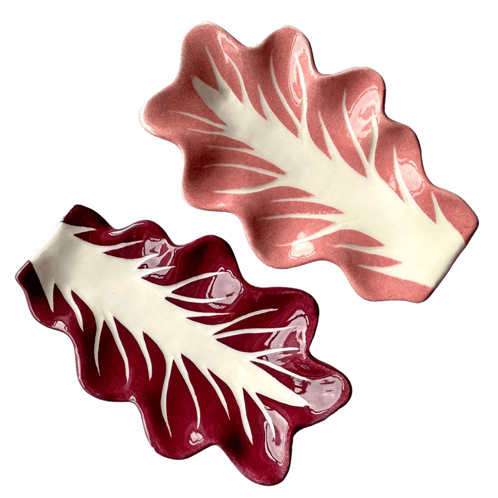 Radicchio Set of 2 Leaf Dishes, Pink & Red
