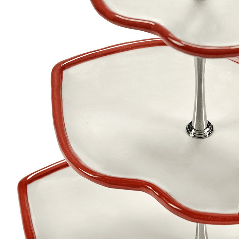 Les Objets Mouleversants by Wouters&Hend Lips Three Tier Cake Stand, Red & White