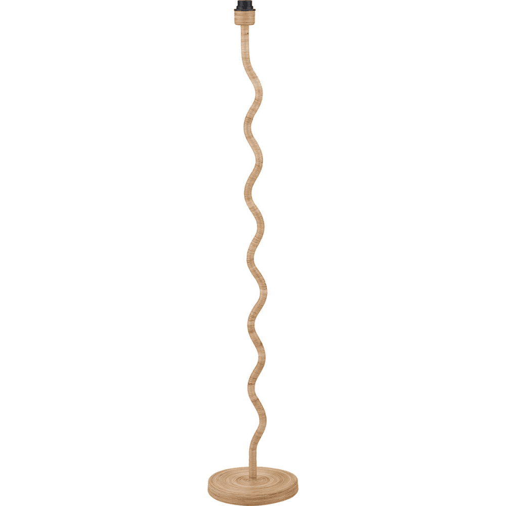 Palau Rattan Wave Floor Lamp with Harley Slubby Hopsack Lampshade