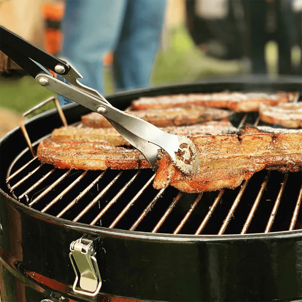 Premium BBQ tongs, Silver/Black