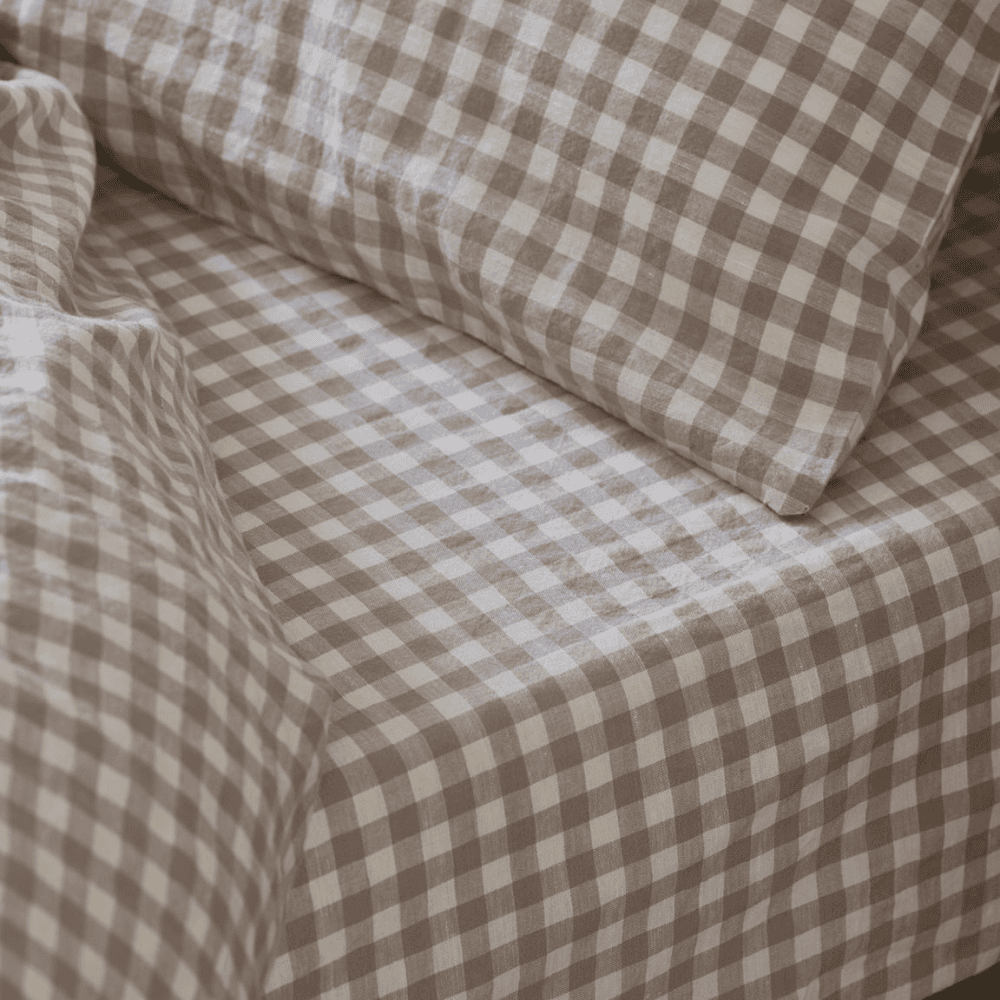 Gingham Linen Fitted Sheet