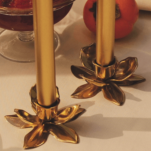 Image showing the Flower Candlestick, Gold product.