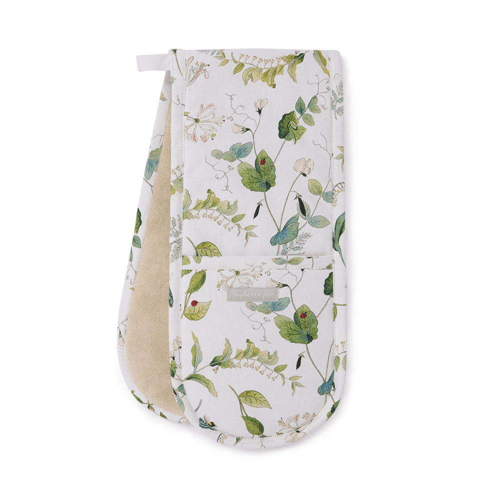 Wild Floral Double Oven Glove, Off-White
