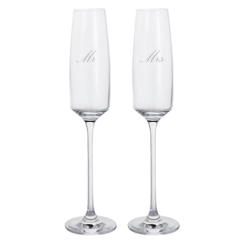 Mr & Mrs Elevate Set of Two Flutes, Clear