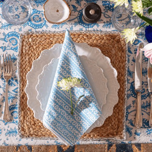 Image showing the Suzani Set of 4 Napkins, Lapis Blue product.