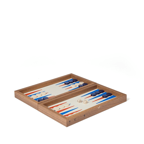 Image showing the Milos Travel Backgammon Set, Red, White & Blue product.