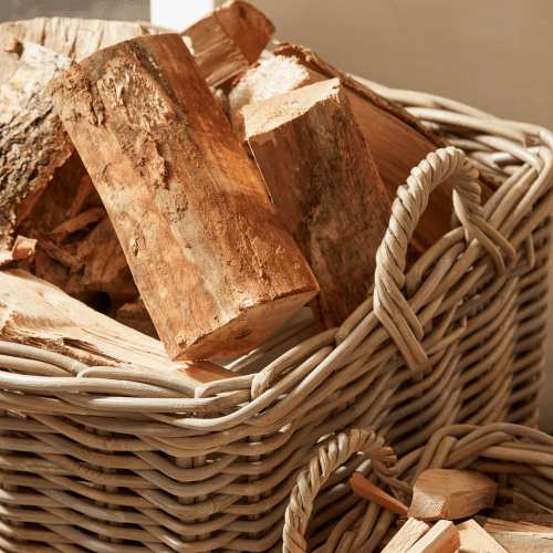 Image showing the Rattan Set of 2 Square Log Baskets, Natural product.