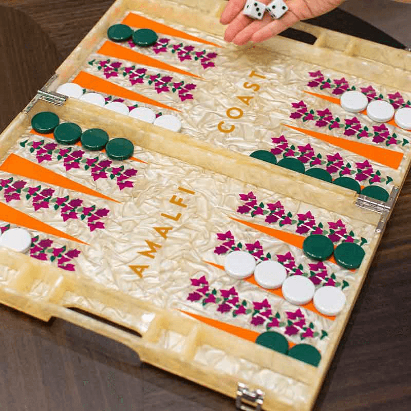 Amalfi Coast Backgammon Board, Cream
