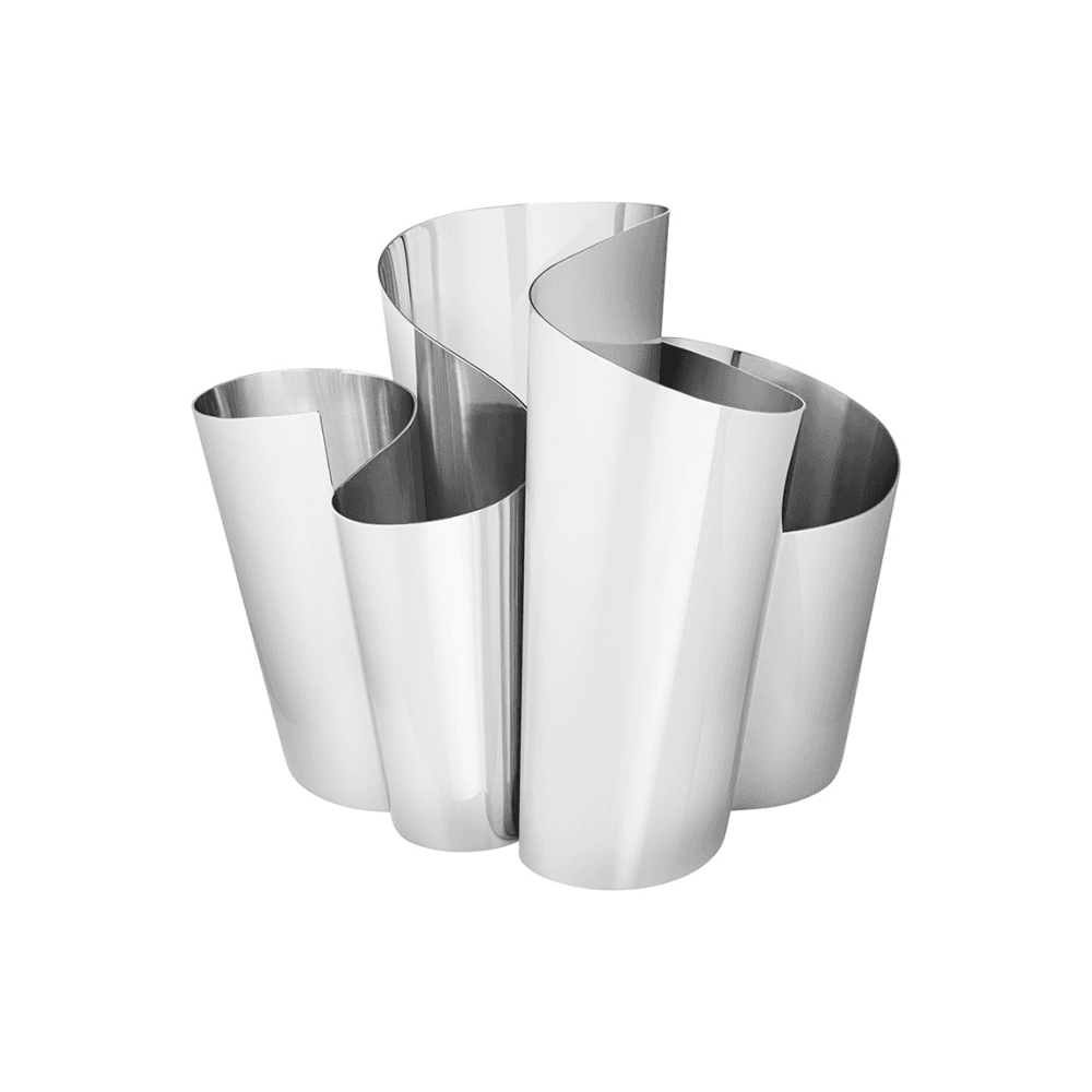 Fold Wide Mirror Vase, Silver