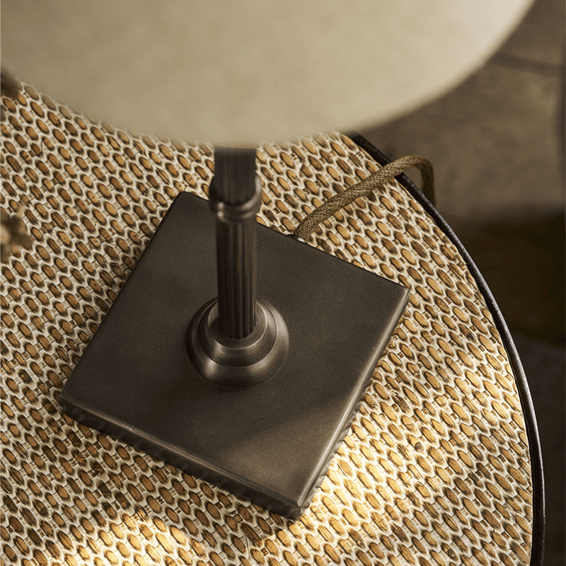 Kelmscot Table Lamp Linen Shade, Antique Bronze Finish