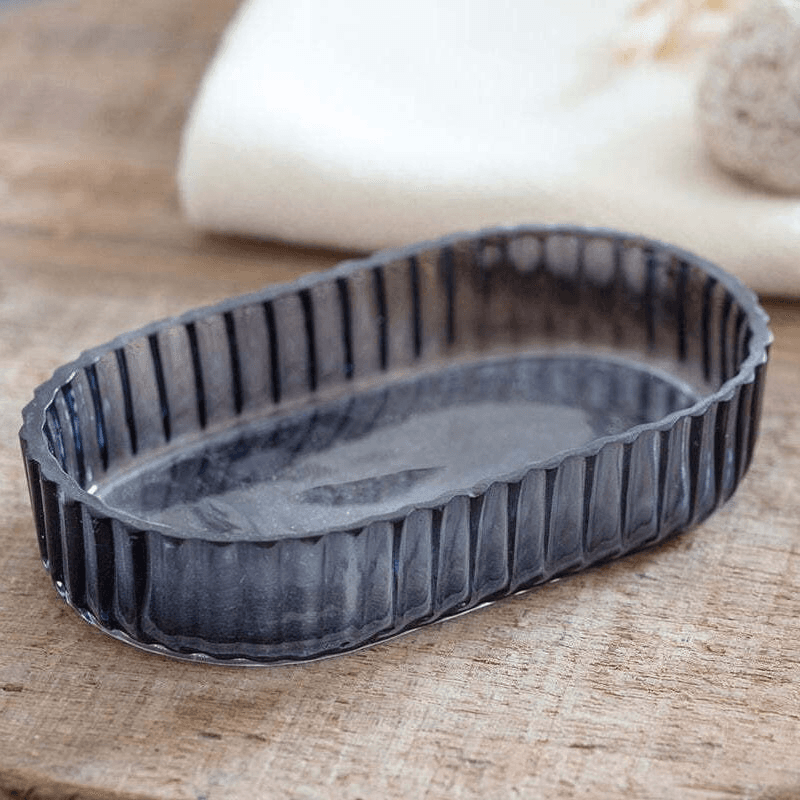 Valeska Recycled Glass Soap Dish, Grey Smoke