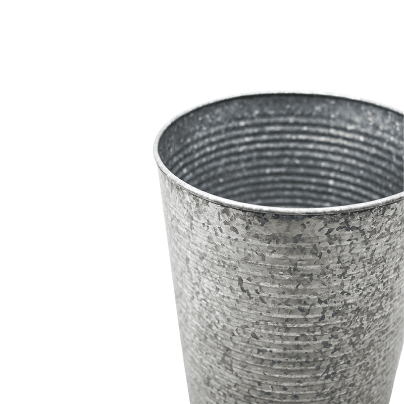 Galvanised Ribbed Vase, Silver