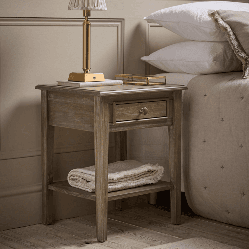 Image showing the Camille Bedside Table, Limewashed product.