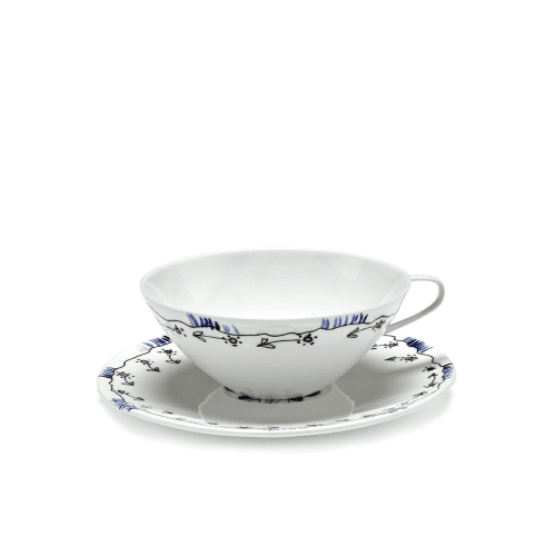 Image showing the Midnight Flowers by Marni Set of 2 Tea Cups & Saucers, Anemone Milk product.