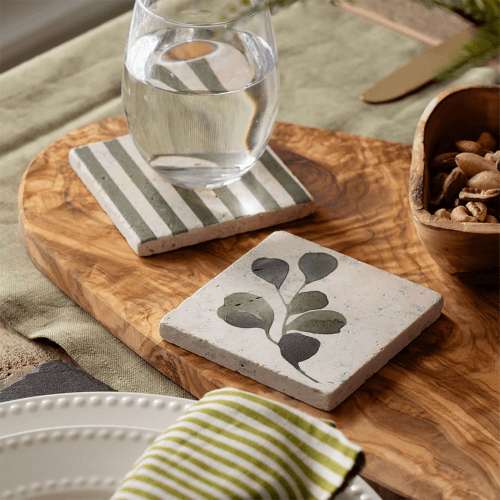 Image showing the Flora Set of 4 Coasters, Green product.