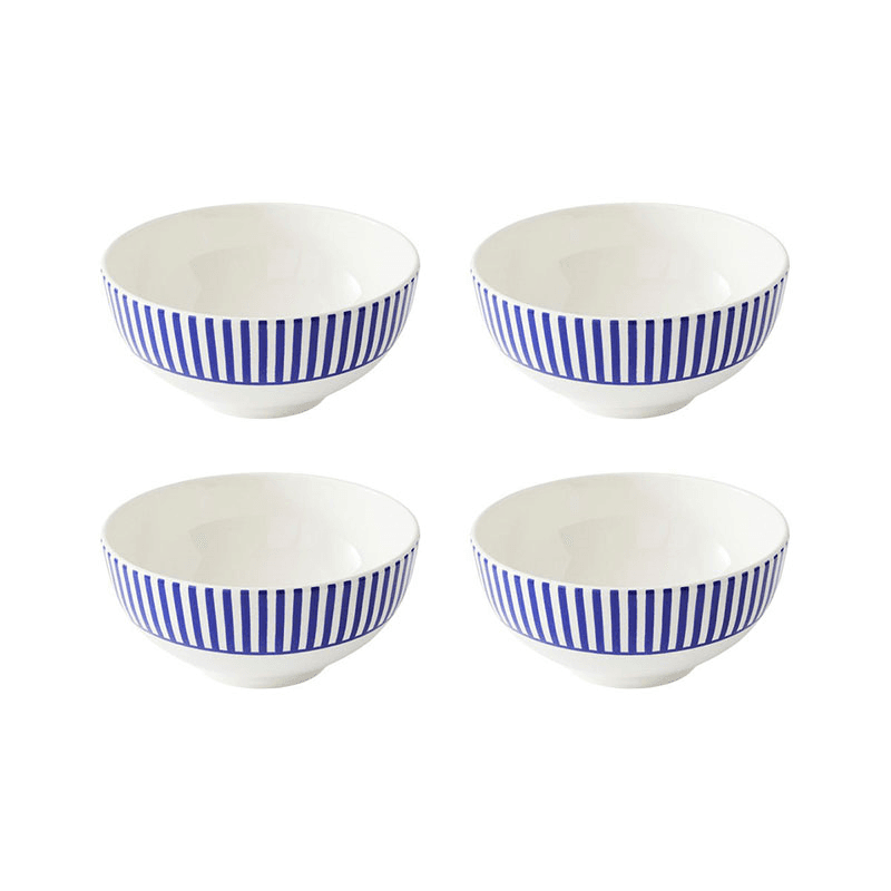 Stecatto Set of 4 Bowls, White and Blue