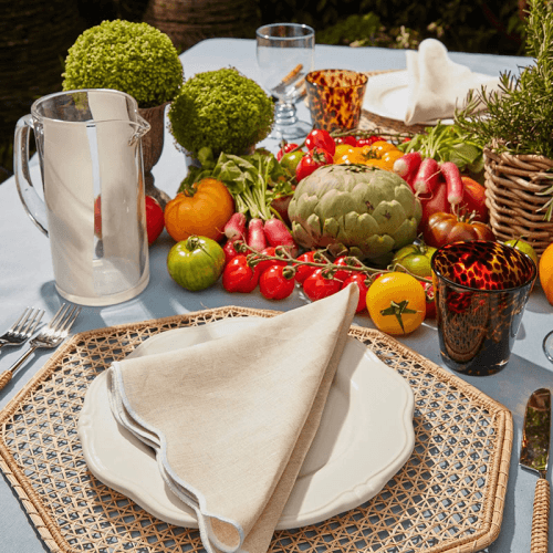 Image showing the Scalloped Set of 4 Napkins, 51 x 51cm, Beige product.