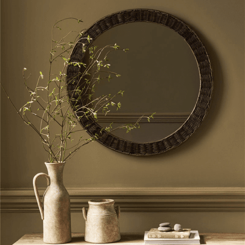 Image showing the Wittering Rattan Round Mirror, D80cm, Antique Brown product.