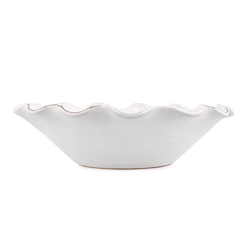 Ruffle Ceramic Bowl, White