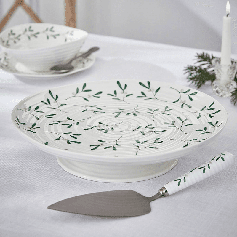 Mistletoe Cake stand, white/ green