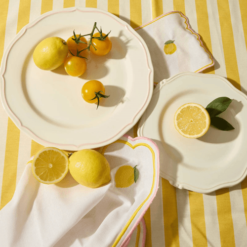 Image showing the Lemon Set of 4 Napkins, Yellow & Pink product.