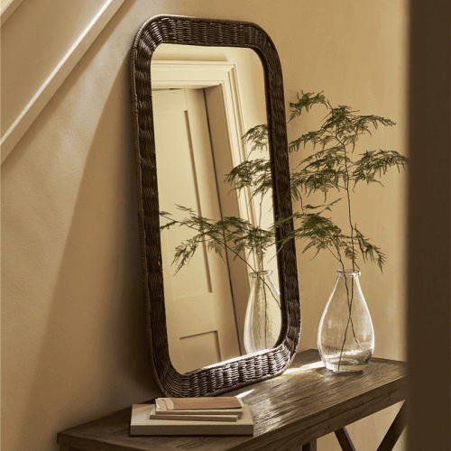 Image showing the Wittering Rattan Rectangular Mirror, Antique Brown product.