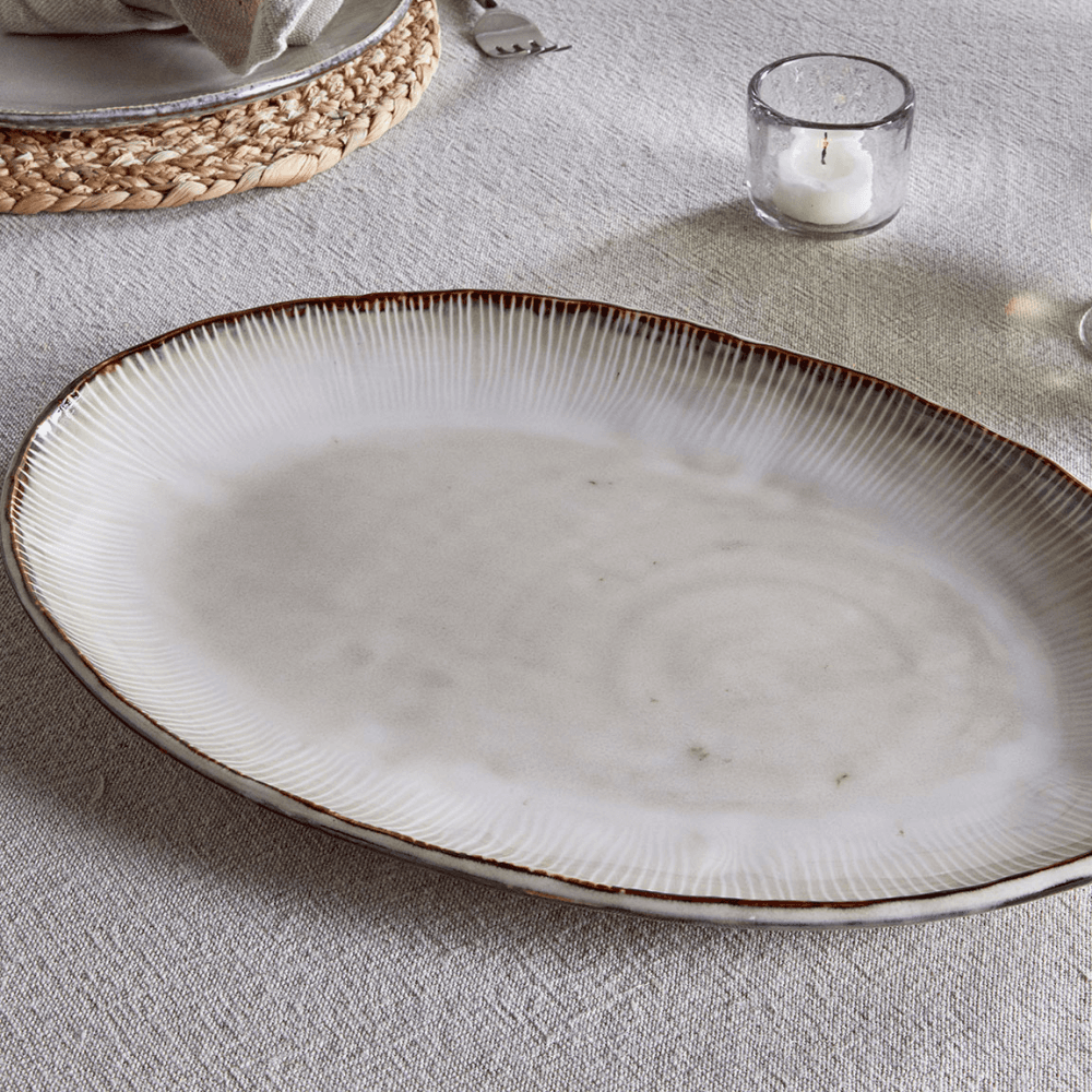 Malia Oval Platter, Cream