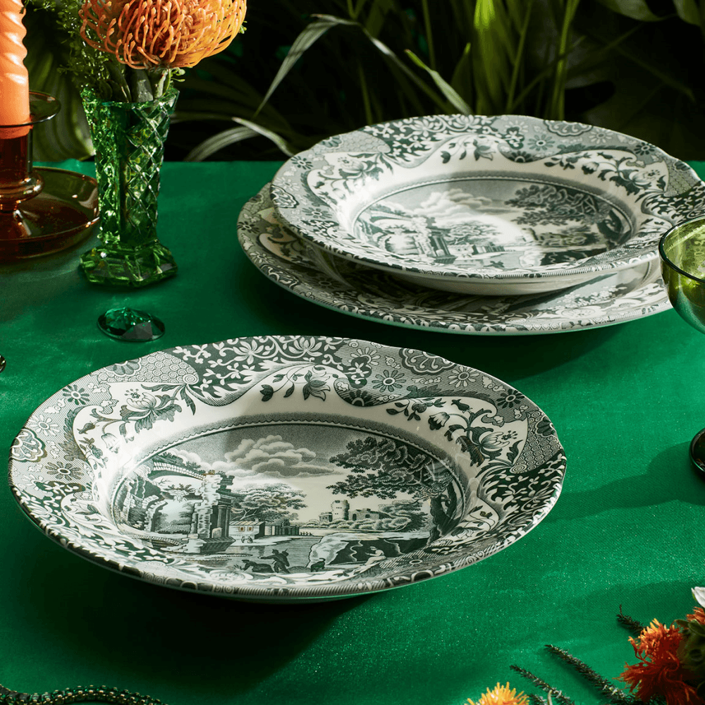 Heritage Italian Set of 4 Soup Plates, Green
