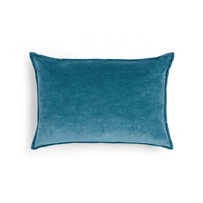 Verity Linen Velvet Rectangular Cushion, Denim