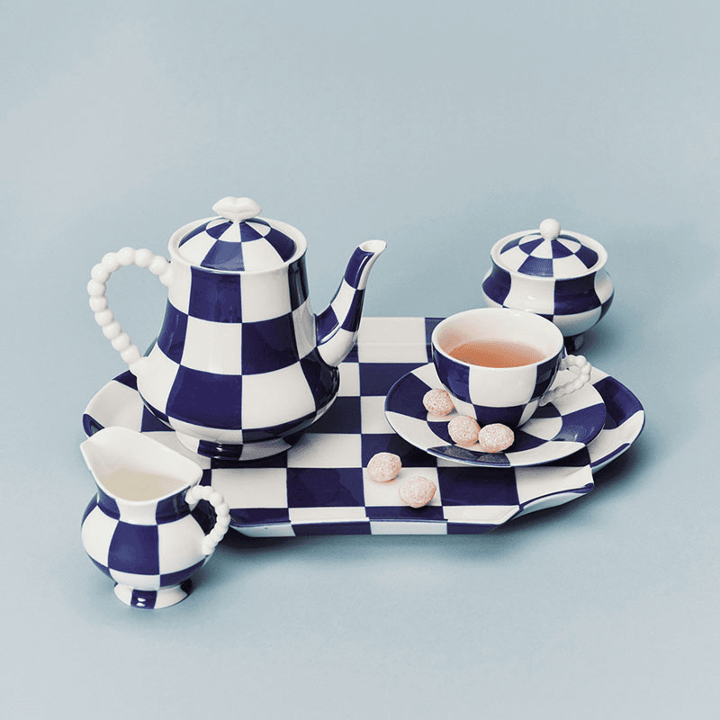 Les Objets Mouleversants by Wouters&Hend Fete des Betes Set of 2 Cup & Saucers, Blue