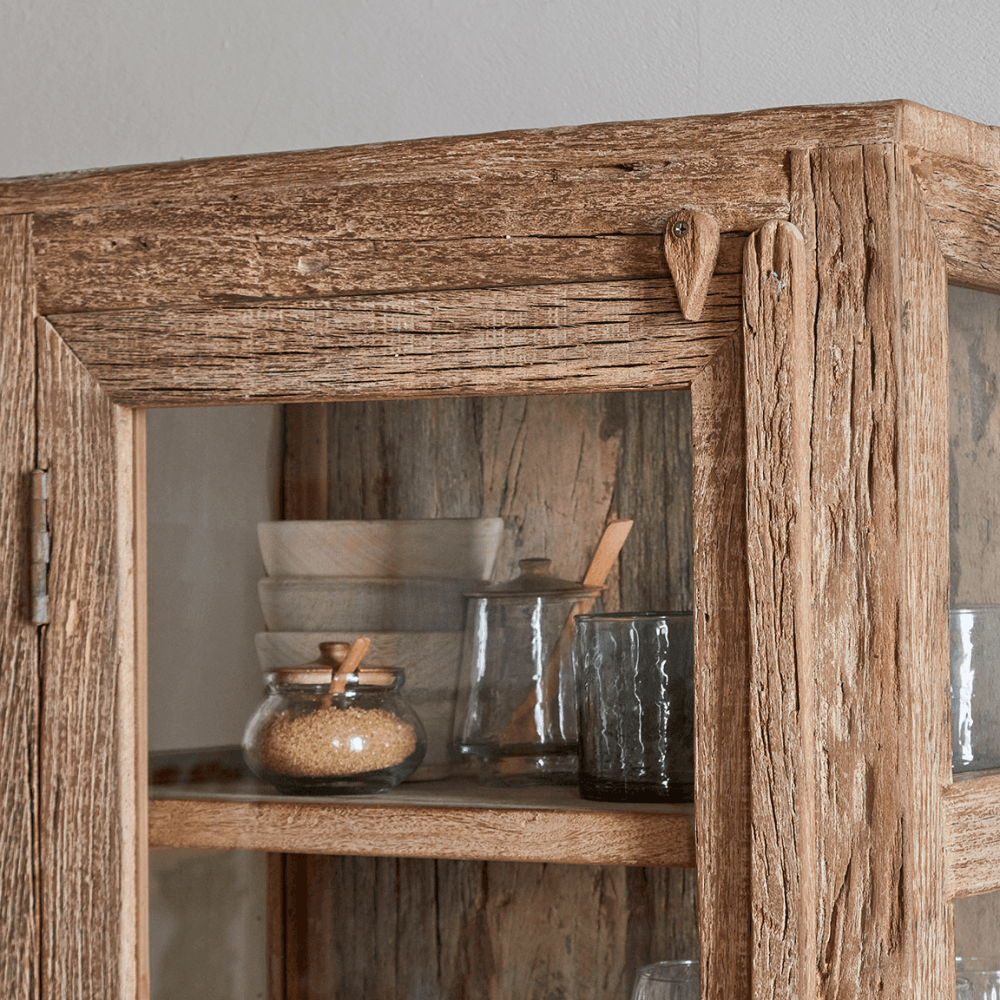 Ibo Reclaimed Wood & Glass Cabinet, Natural