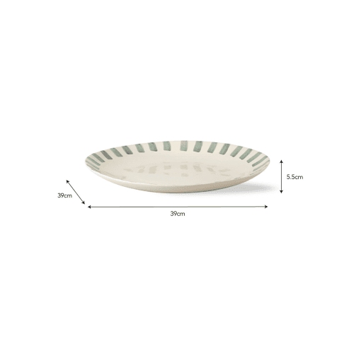 Image showing the Cranwell Stripe Edge Serving Plate, Fern product.