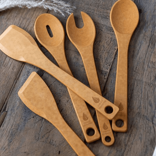 Image showing the Natural Elements Eco-Friendly Wood Fibre Four Piece Utensil Set, 2.5 x 30 cm product.