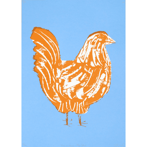 Image showing the French Hen Print Waxed Oak Frame, Hen Colour product.