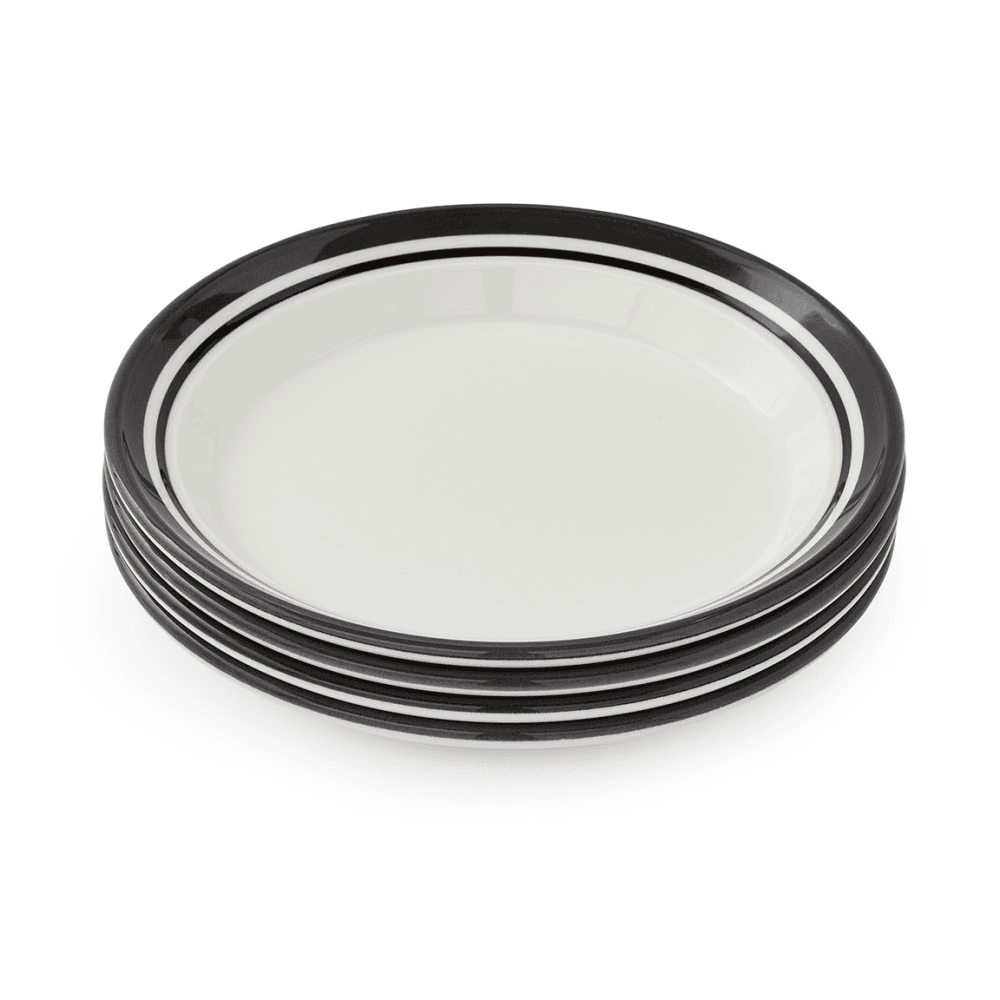 Potters Stripe Set of 4 Salad Plates, Black
