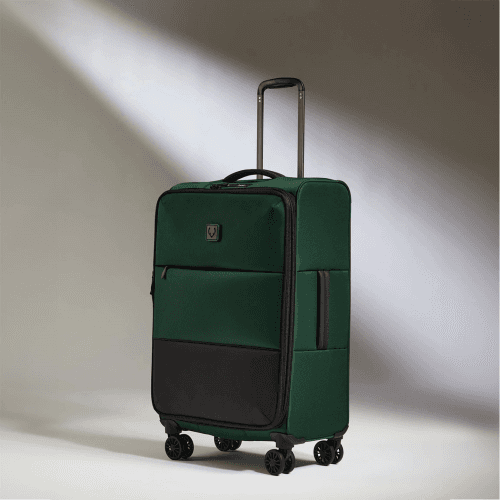 Image showing the Urban Soft Stripe Expandable Suitcase, Forest Green product.