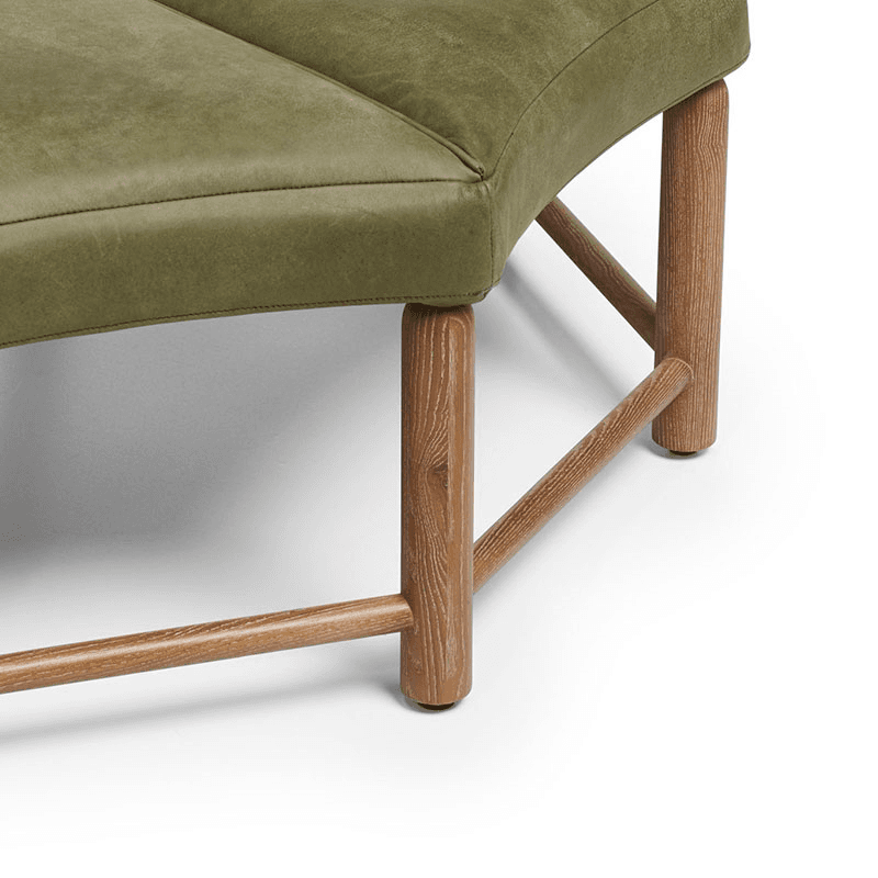 Ottagono Leather Ottoman, Spruce