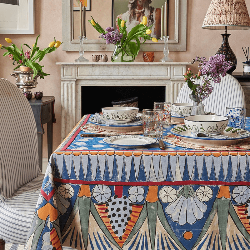 Faiza Tablecloth, Blue/Green
