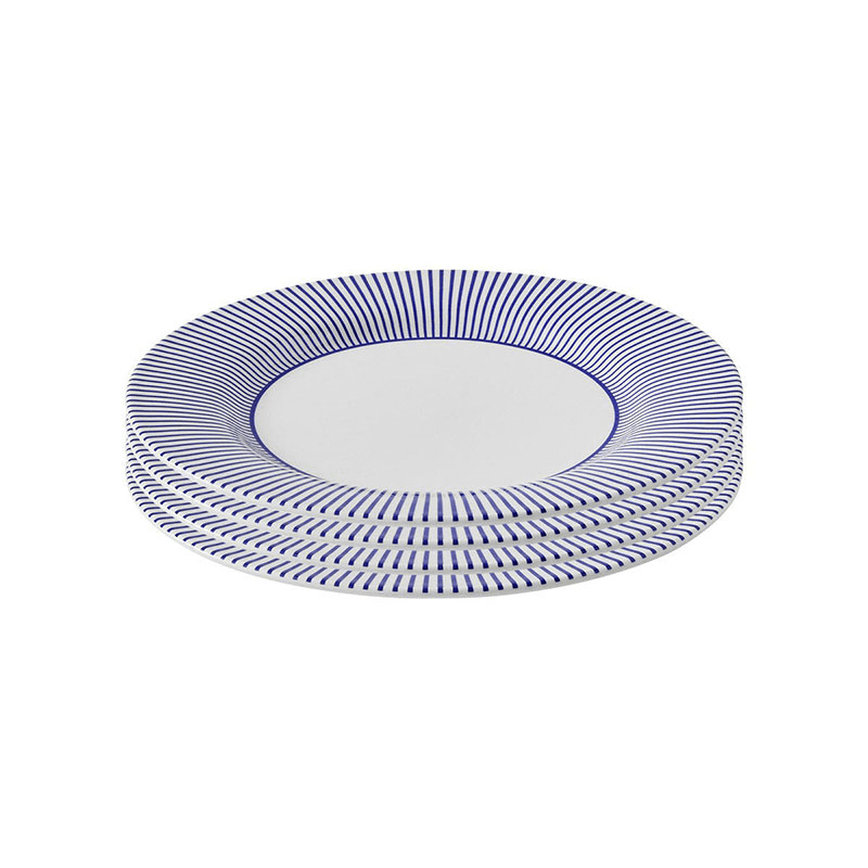 Stecatto Set of 4 Dinner Plates, White and Blue
