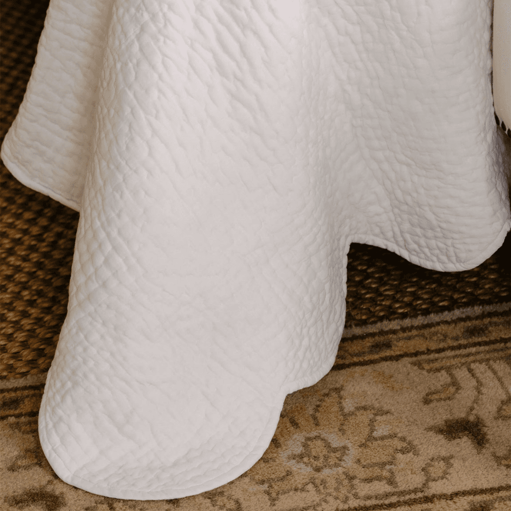 Nina Scalloped Bedspread, White